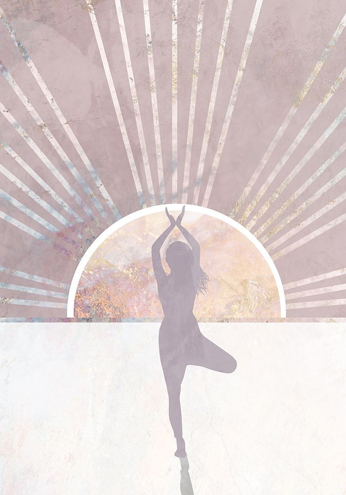 Pink Gold Sun Yoga 1 art print by Sarah Manovski for $57.95 CAD