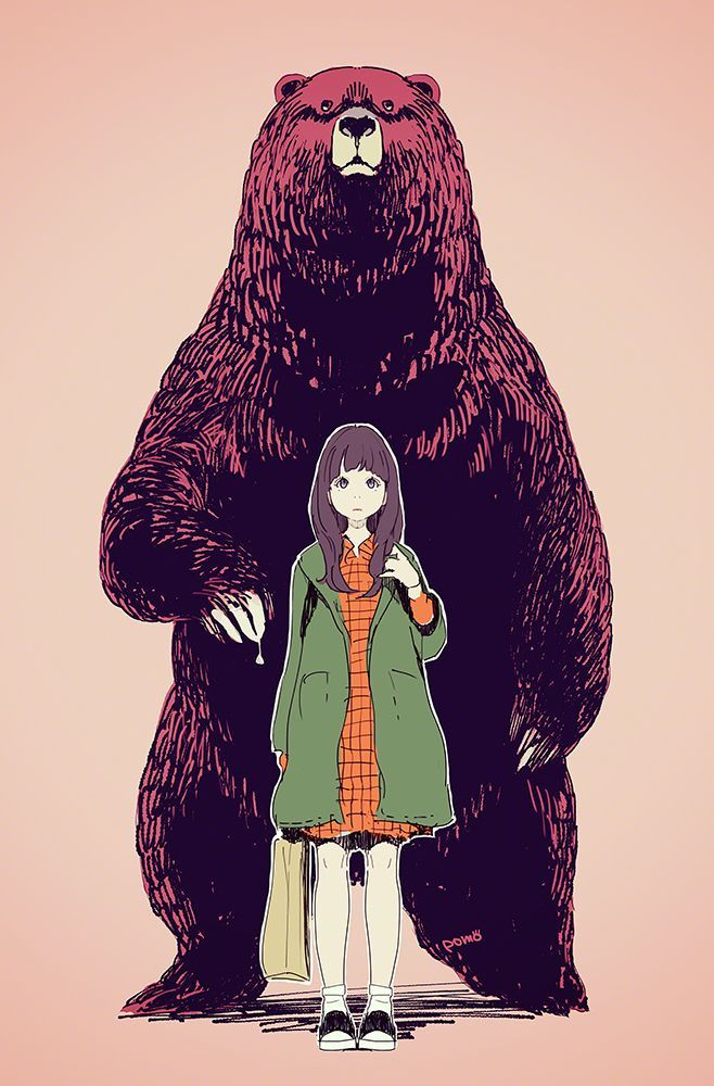 Young Girl and Bear art print by Pomodorosa for $57.95 CAD