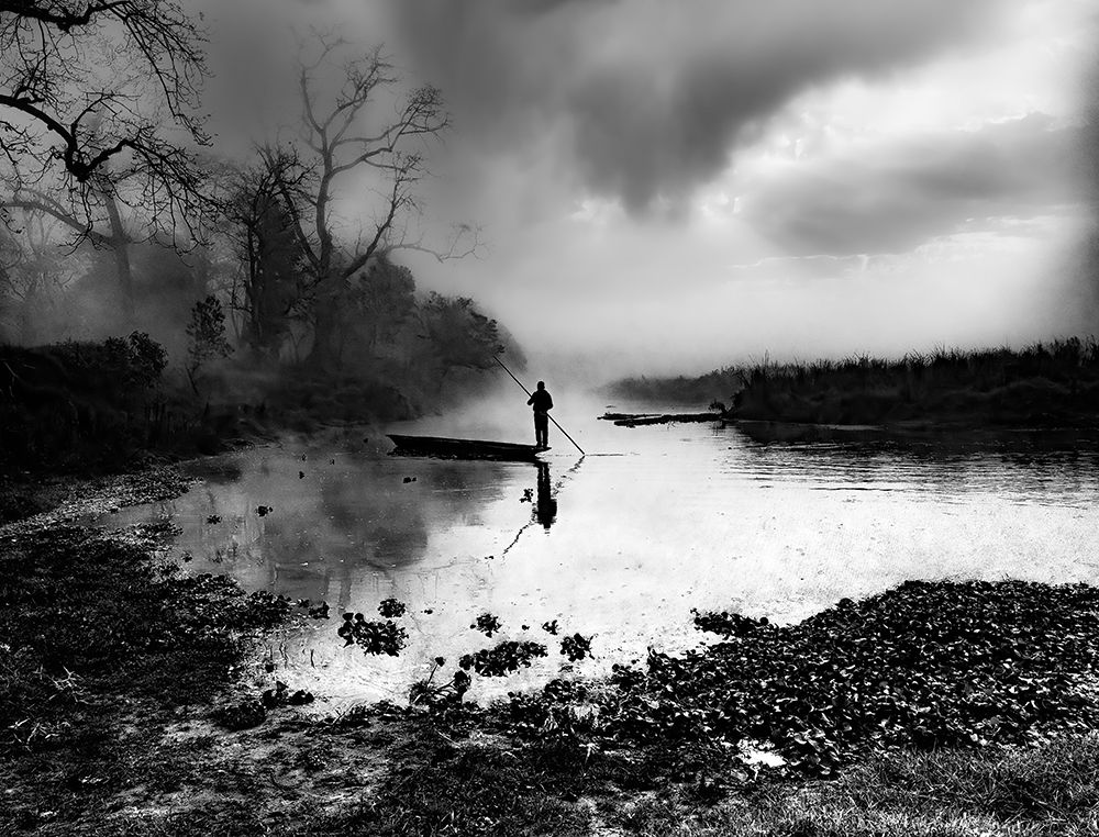 Misty River Boatman art print by Gilcan Mete for $57.95 CAD