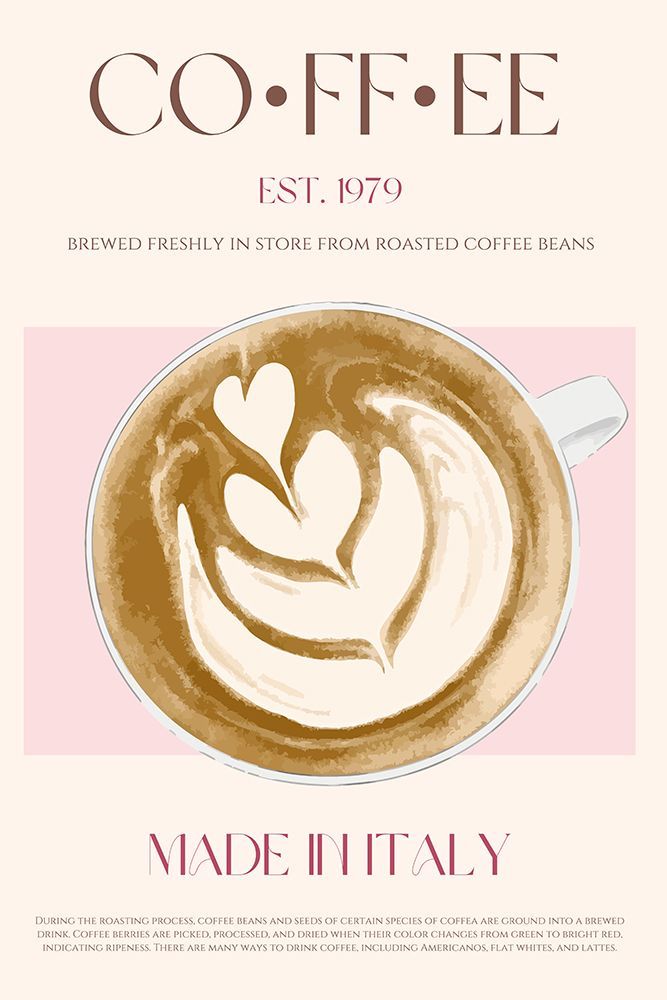 Coffee Print art print by Nazma Khokhar for $57.95 CAD