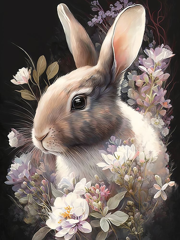 Rabbit and Flowers 3 art print by Bilge Paksoylu for $57.95 CAD