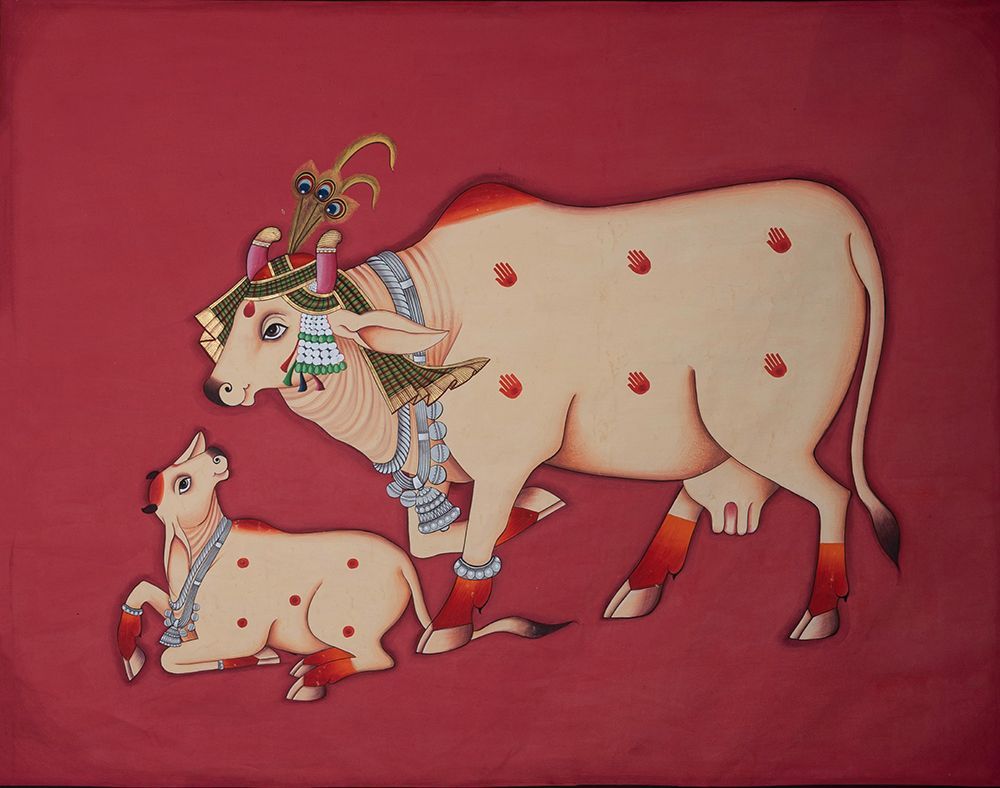KAMDHENU COW AND CALF PAINTING art print by Imagineers Studio for $57.95 CAD