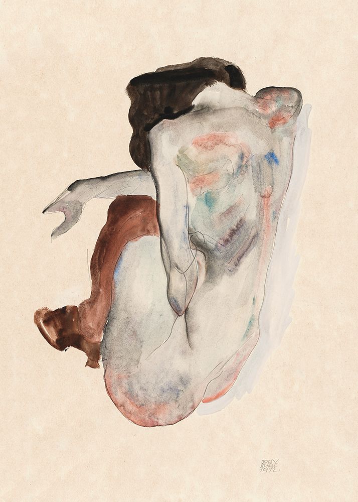 Crouching Nude In Shoes and Black Stockings 1912 art print by Pictufy for $57.95 CAD