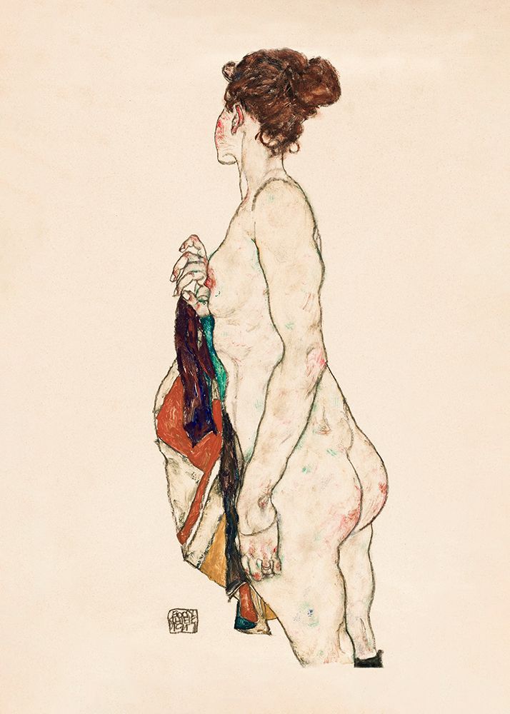 Standing Nude Woman With a Patterned Robe 1917 art print by Pictufy for $57.95 CAD