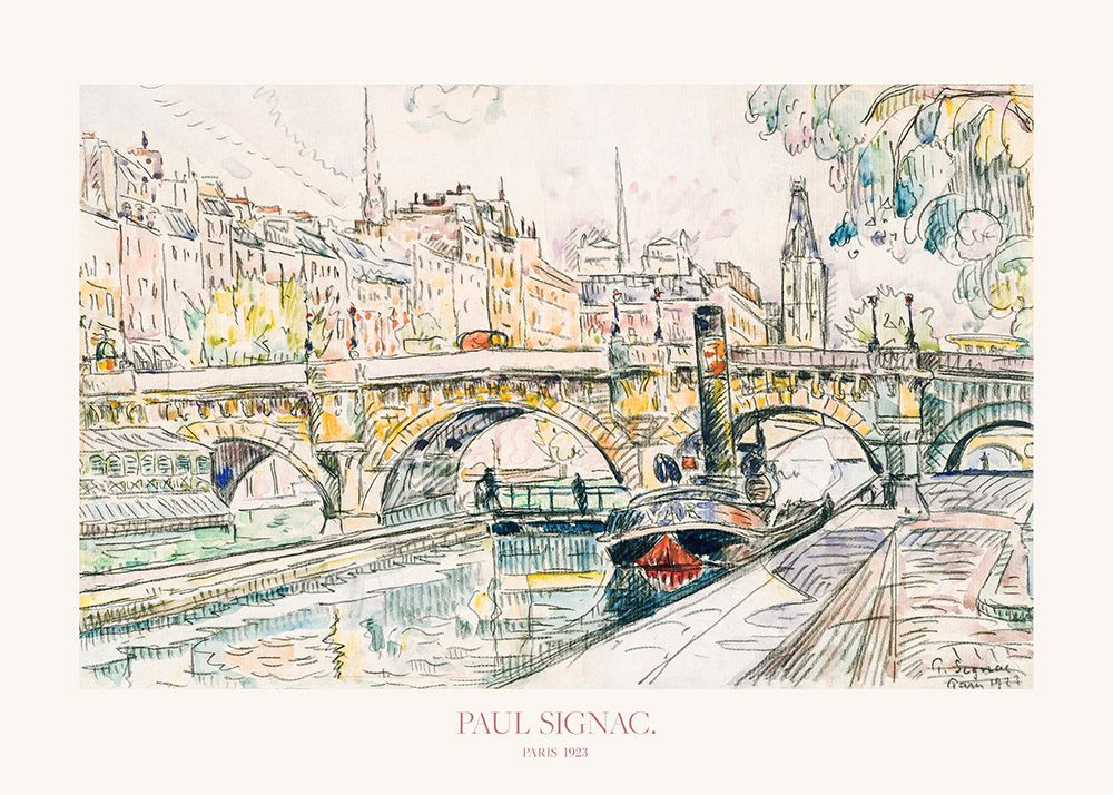 Tugboat At the Pont Neuf|Paris 1923 Poster art print by Pictufy for $57.95 CAD