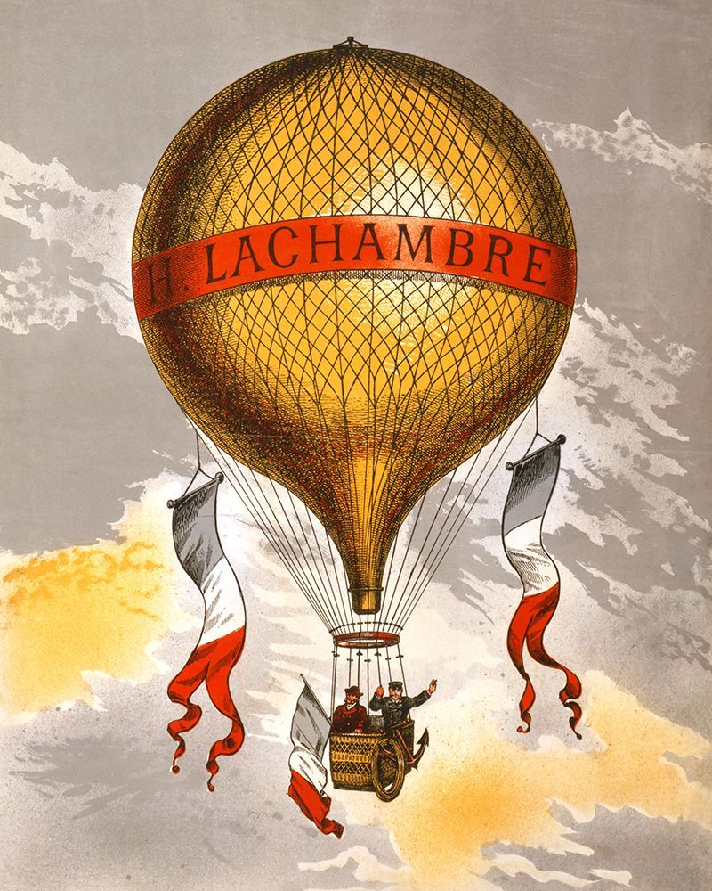 Balloon Labeled With Two Men Riding In the Basket 1880 art print by Pictufy for $57.95 CAD