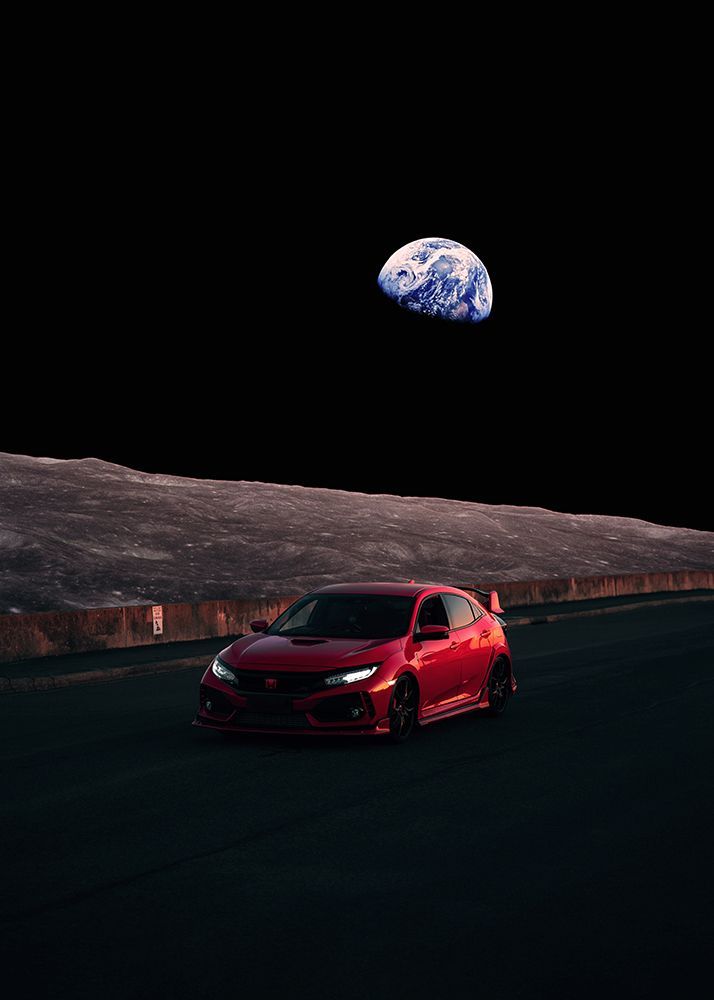 Civic Driving On Moon art print by Al Barizi for $57.95 CAD