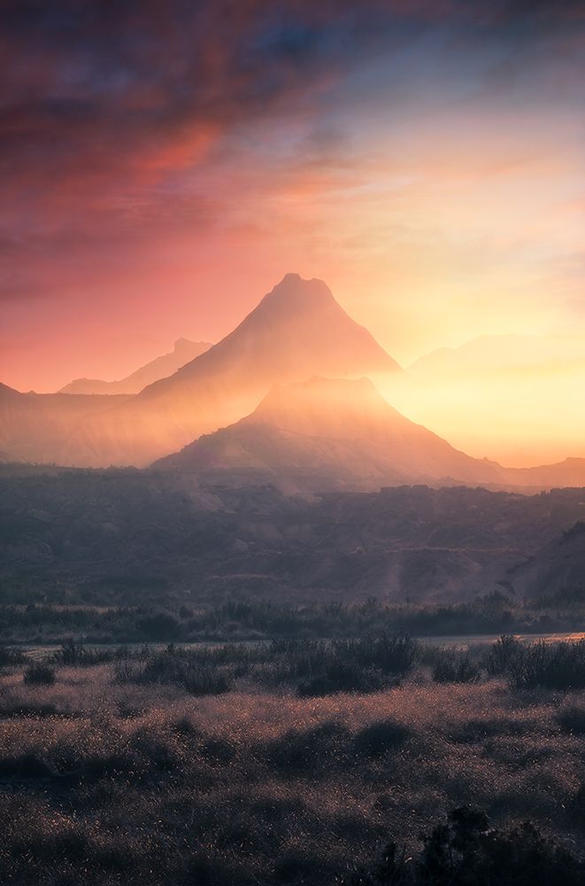 Desert Mountains At Sunrise A737449 art print by Joanaduenas for $57.95 CAD