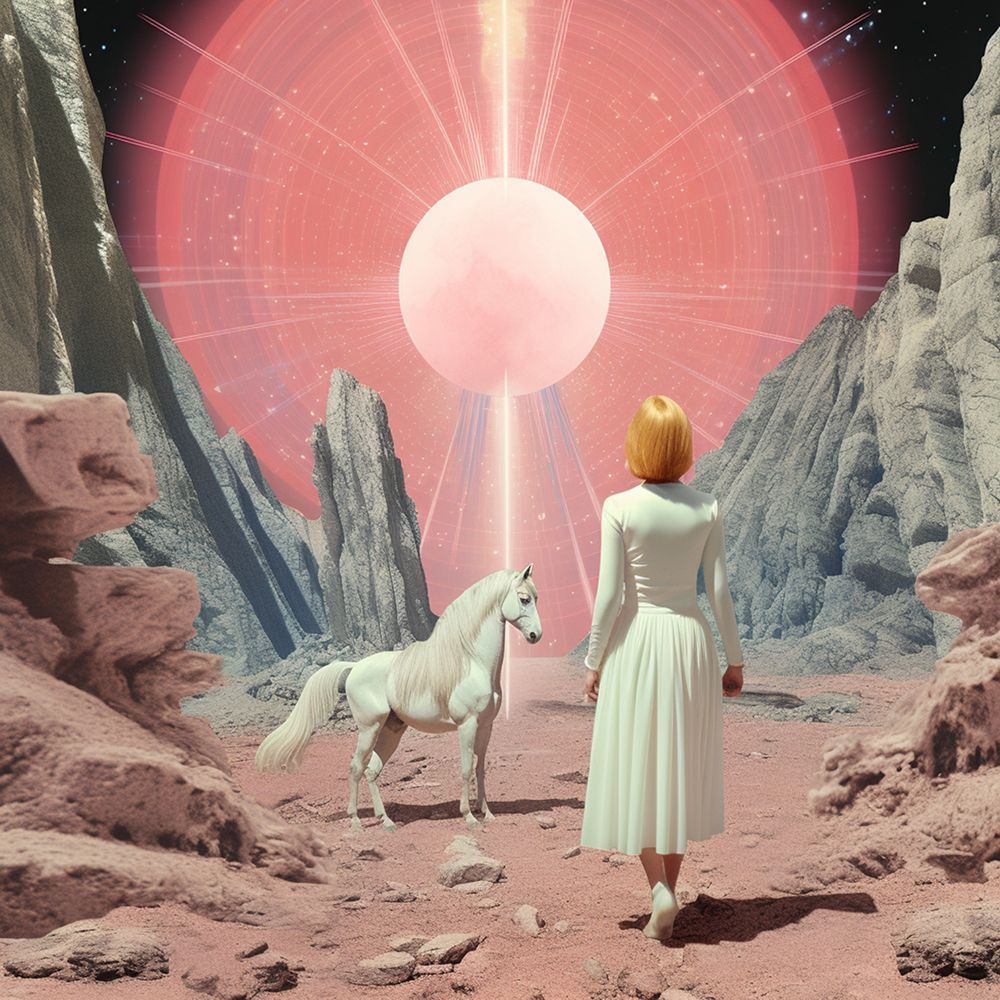 White Horse Time Travel Collage Art art print by Samantha Hearn for $57.95 CAD