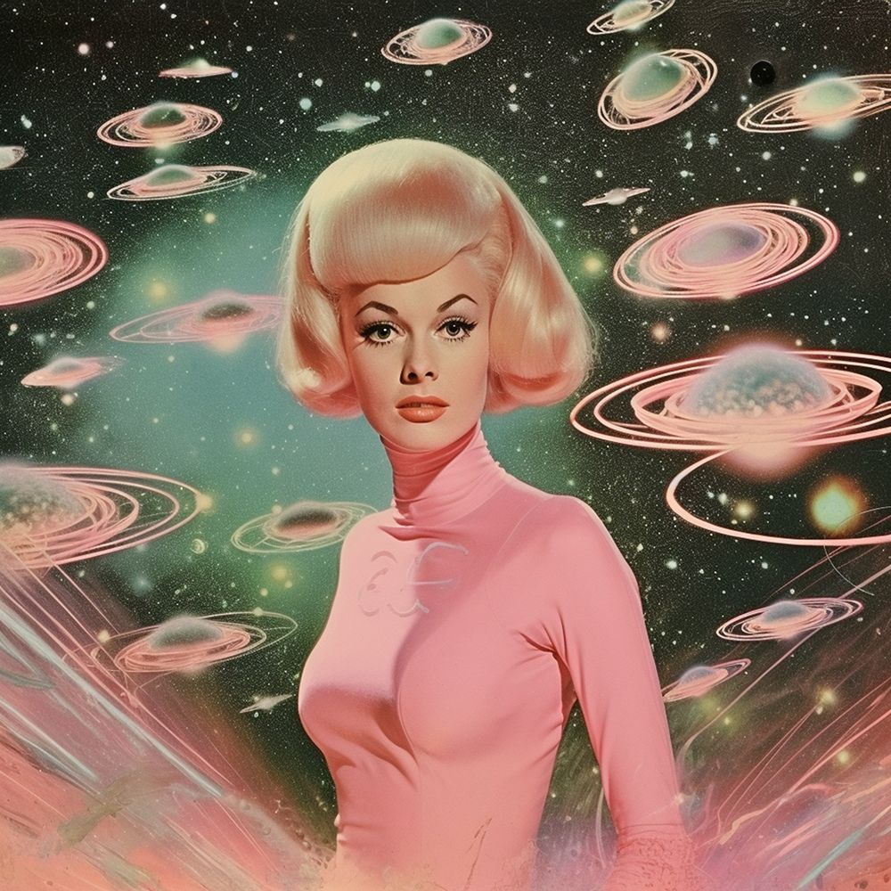 Atomic Age Space Babe Collage Art art print by Samantha Hearn for $57.95 CAD
