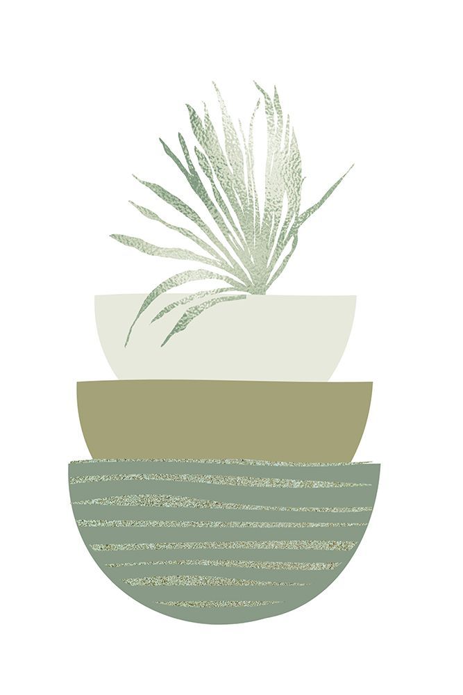 Boho Green Bowls-2 art print by Sally Ann Moss for $57.95 CAD