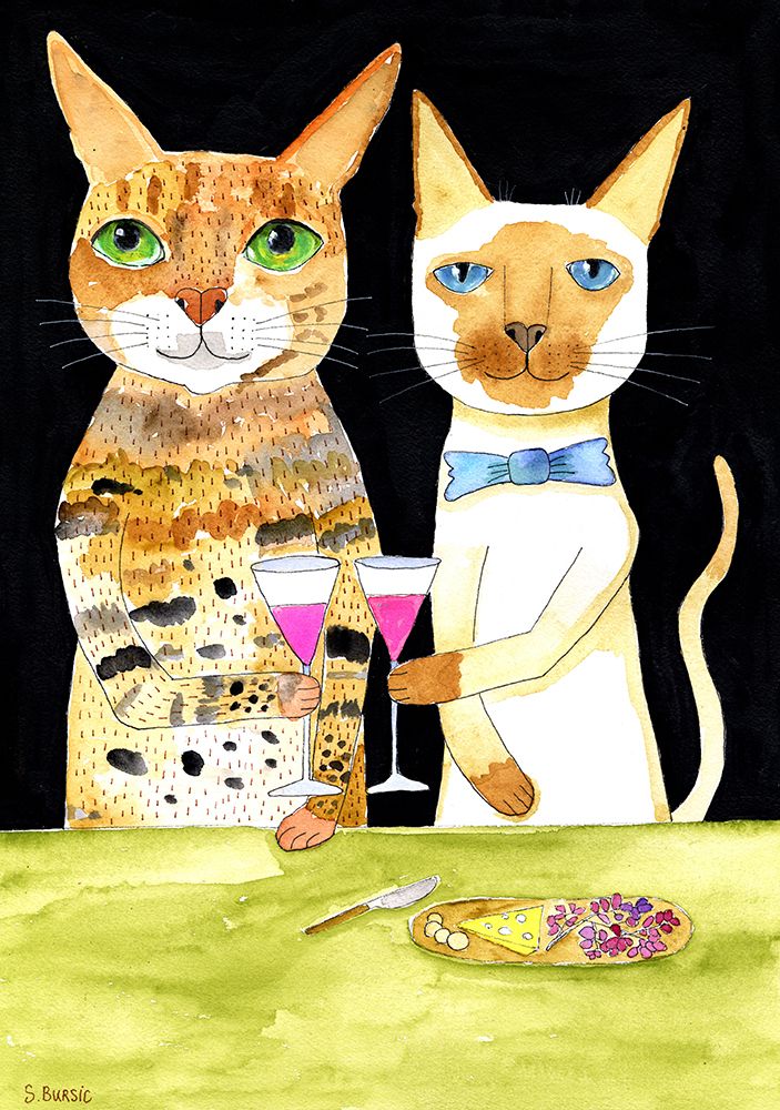 Cats Drinking Best Friends art print by Sharyn Bursic for $57.95 CAD