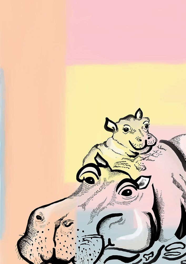 Mama Hippo And Baby art print by Meleshnie Govender for $57.95 CAD