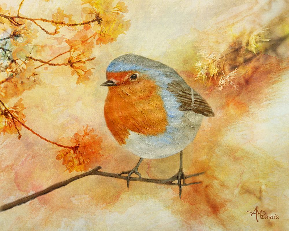 Robin Among Flowers art print by Angeles M. Pomata for $57.95 CAD