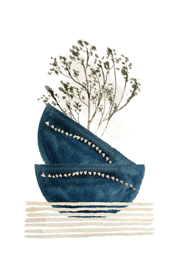 Blue Bowls 1.png art print by Sally Ann Moss for $57.95 CAD