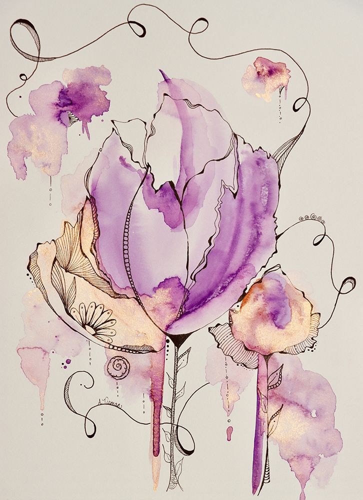 Mandala Floral (Gold A Lavender) art print by Amy Tieman for $57.95 CAD