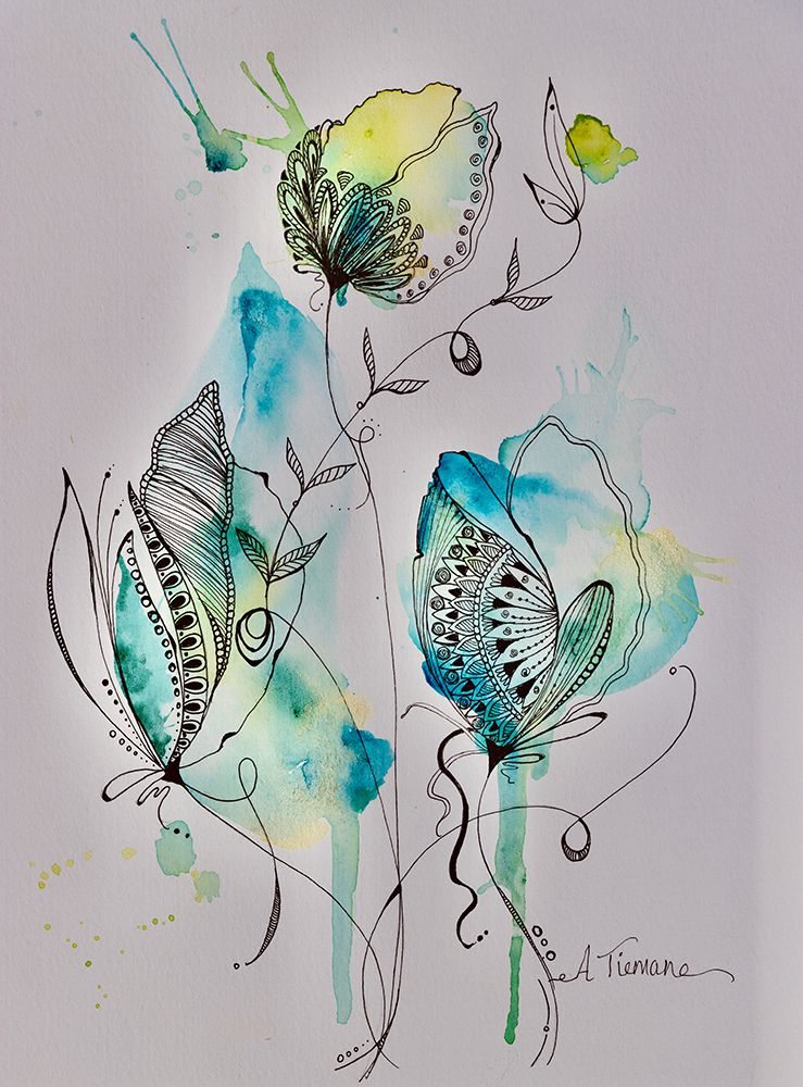 Mandala Floral (Green Ablue) art print by Amy Tieman for $57.95 CAD