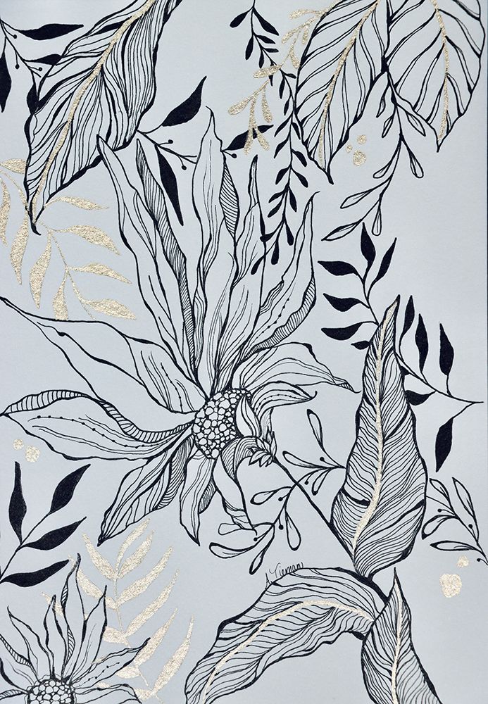 Black And Gold Botanical art print by Amy Tieman for $57.95 CAD