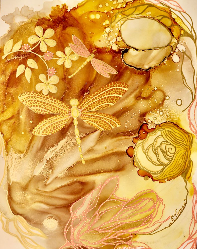 Golden Dragonflies art print by Amy Tieman for $57.95 CAD