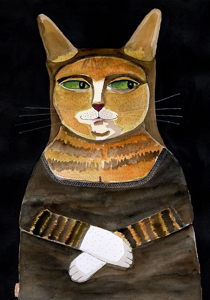 Mona Lisa Cat Funny Cat Humour Ginger Orange Cat art print by Sharyn Bursic for $57.95 CAD
