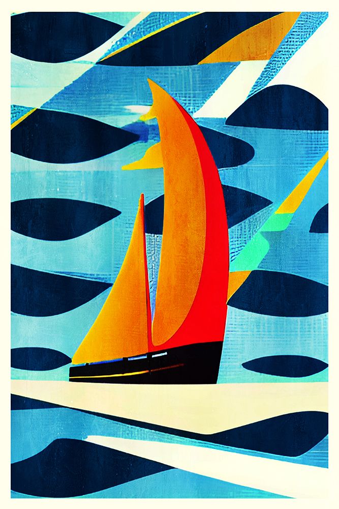 Colorful Abstract Sailboat art print by Bo Anderson for $57.95 CAD