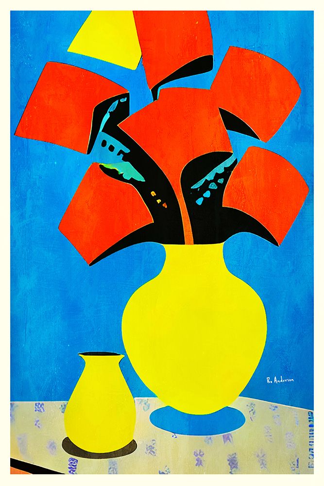 Red Flowers Yellow Vase art print by Bo Anderson for $57.95 CAD