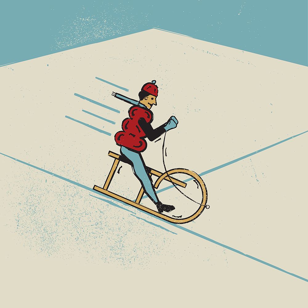 Sledding art print by Vision Grasp Art for $57.95 CAD