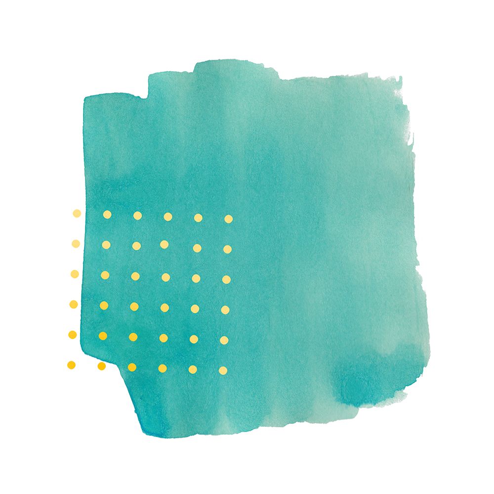 Abstract Teal Watercolor Brushstroke With Yellow Polka Dots art print by Amini54 for $57.95 CAD