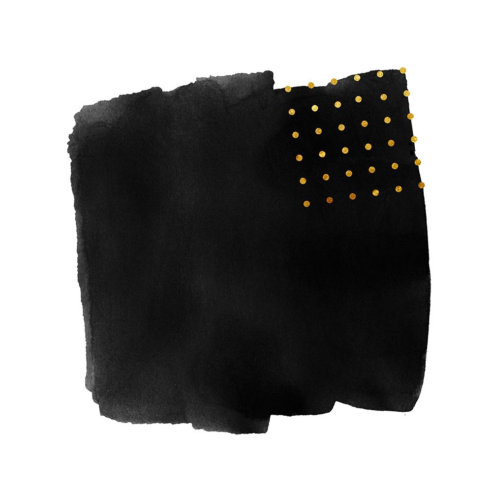 Black Abstract Watercolor Brushstroke With Gold Polka Dots art print by Amini54 for $57.95 CAD