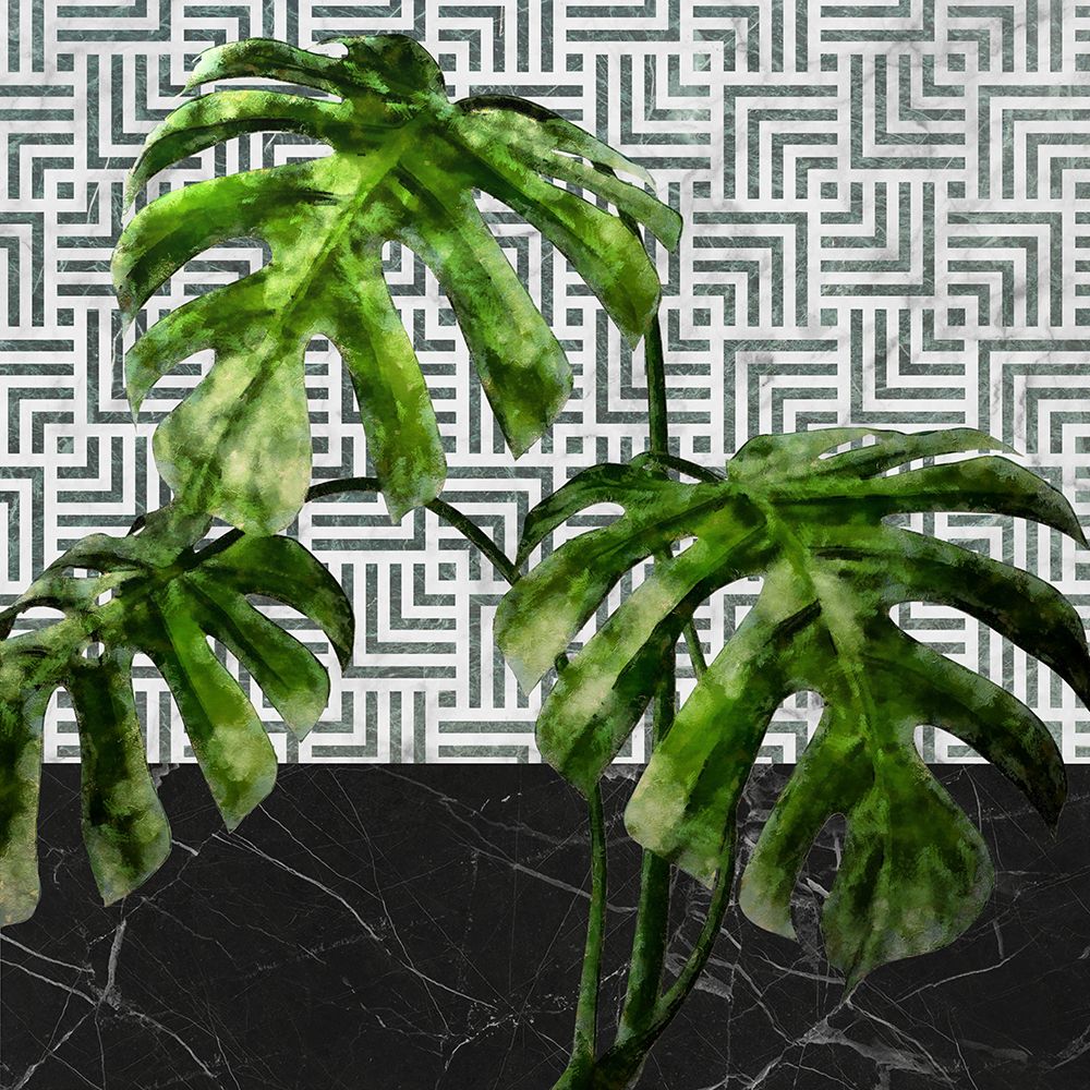 Monstera Leaves On Tiled Wall art print by Amini54 for $57.95 CAD
