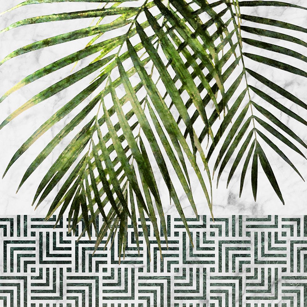 Palm Leaves On Tile Wall art print by Amini54 for $57.95 CAD
