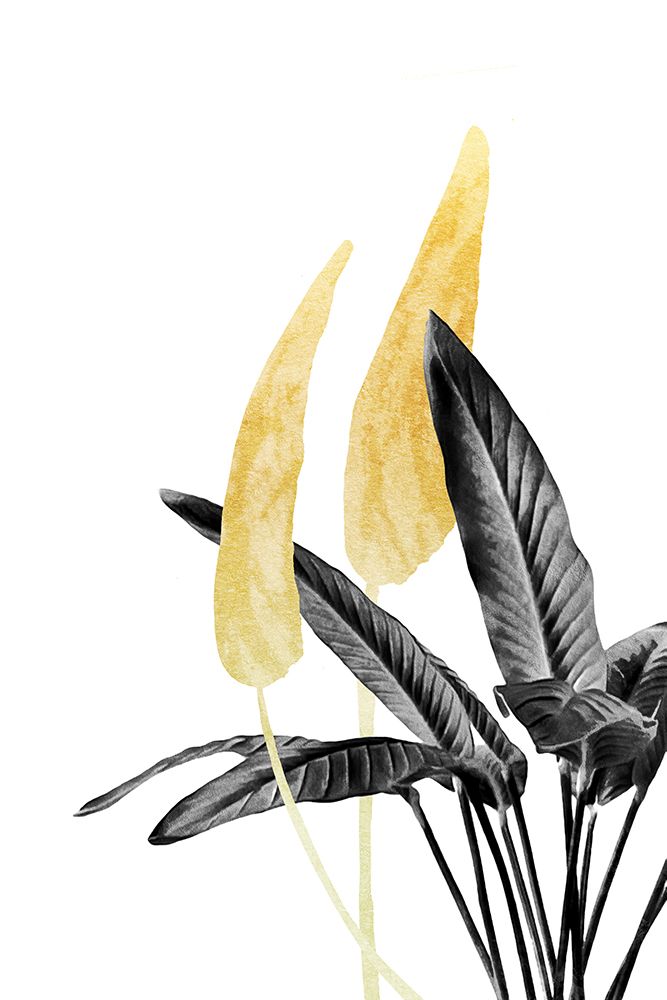 Bird Of Paradise Plant Black, White And Gold 01 art print by Amini54 for $57.95 CAD