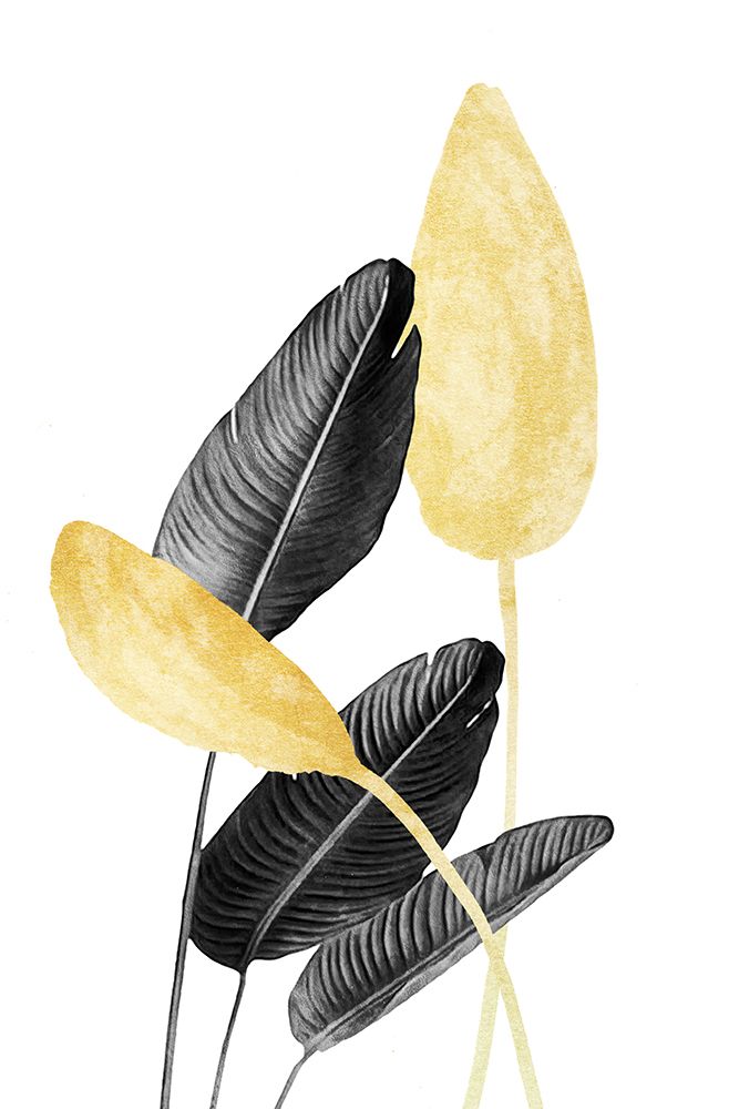 Bird Of Paradise Plant Black, White And Gold 02 art print by Amini54 for $57.95 CAD