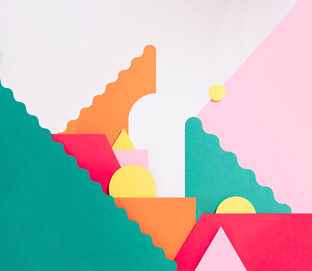 Vibrant Geometric Composition art print by Julia Ramiro for $57.95 CAD