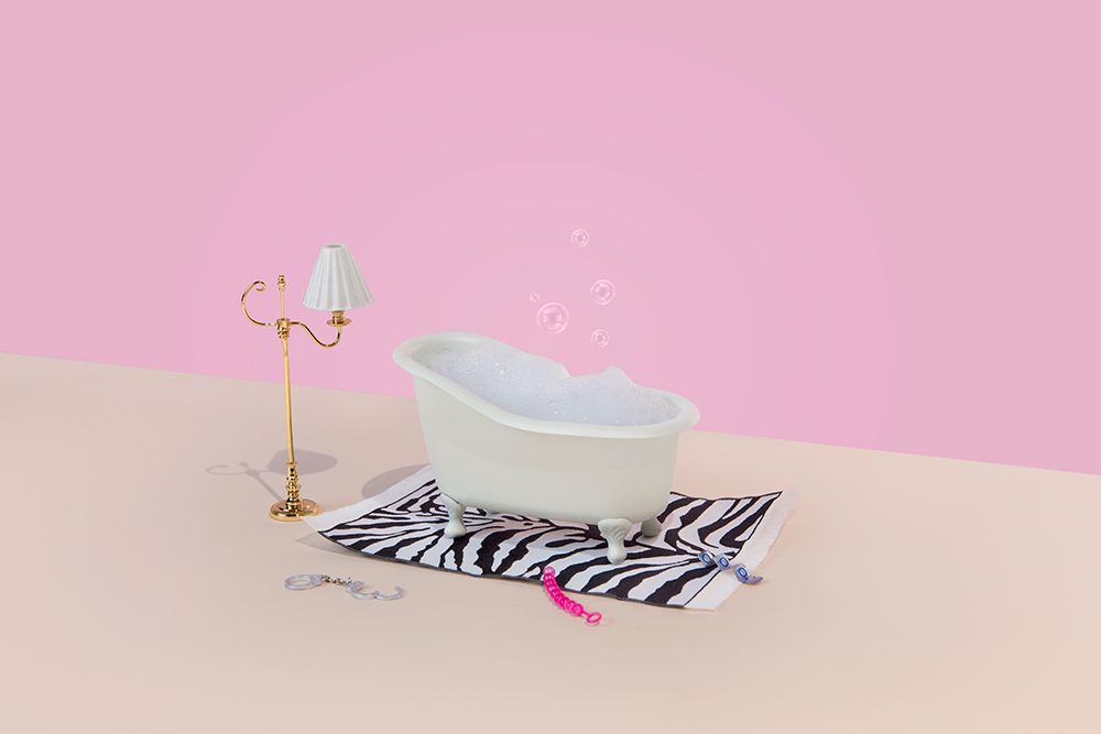Pink Bathtub Scene art print by Julia Ramiro for $57.95 CAD