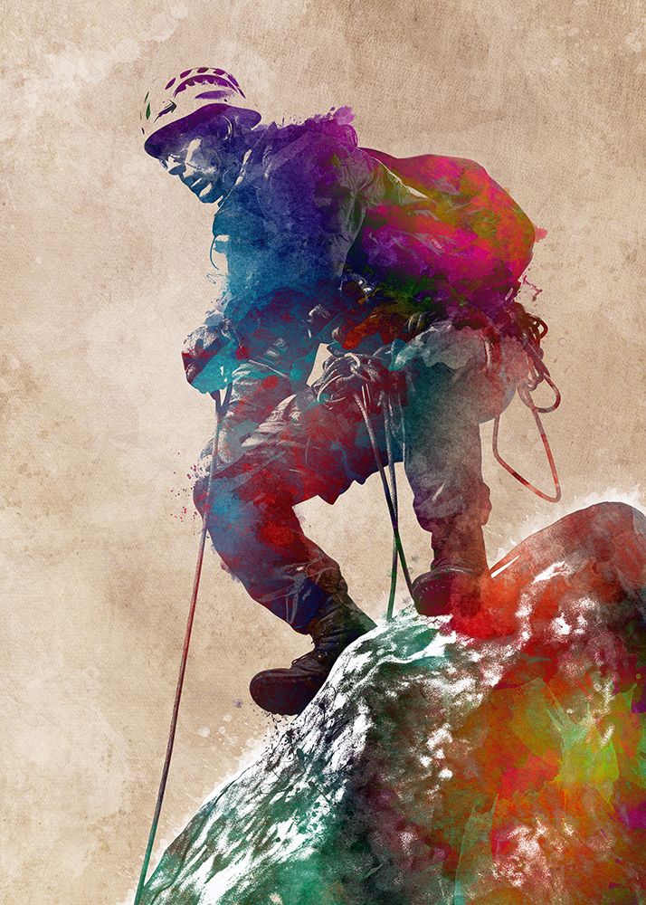 Mountaineer Climbing Sport Art art print by Justyna Jaszke for $57.95 CAD