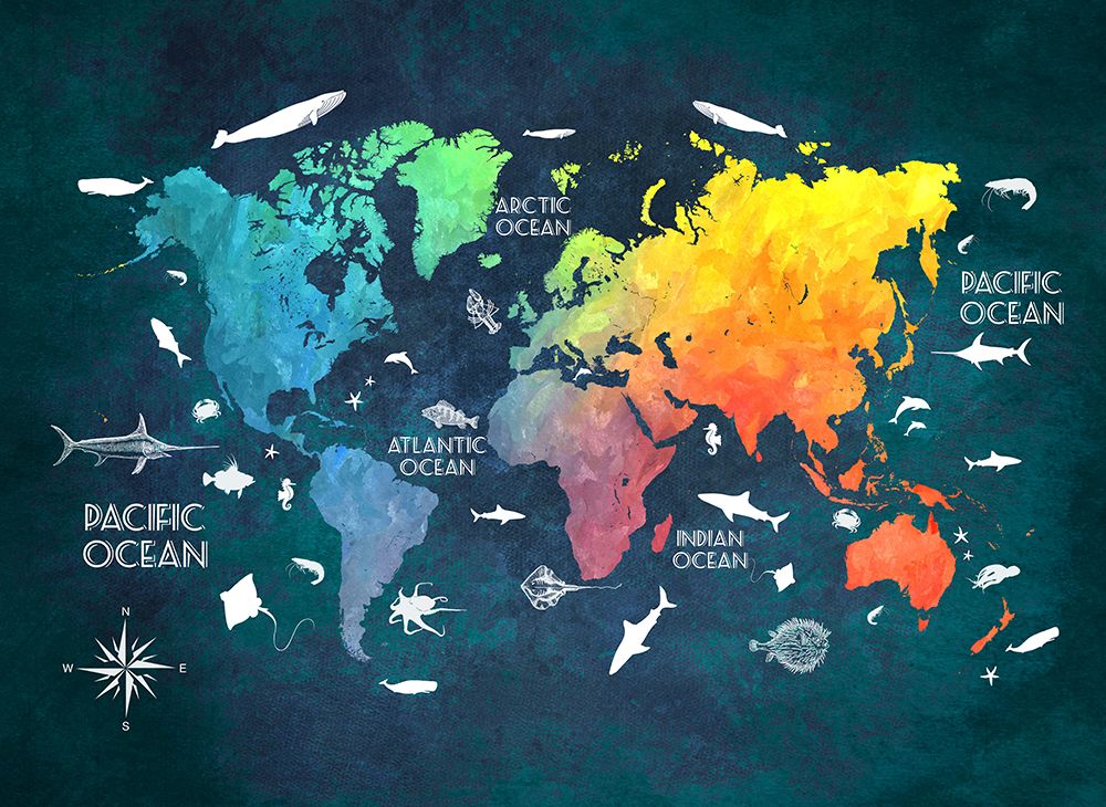 World Map 5 art print by Justyna Jaszke for $57.95 CAD