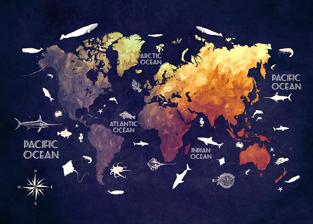 World Map 6 art print by Justyna Jaszke for $57.95 CAD