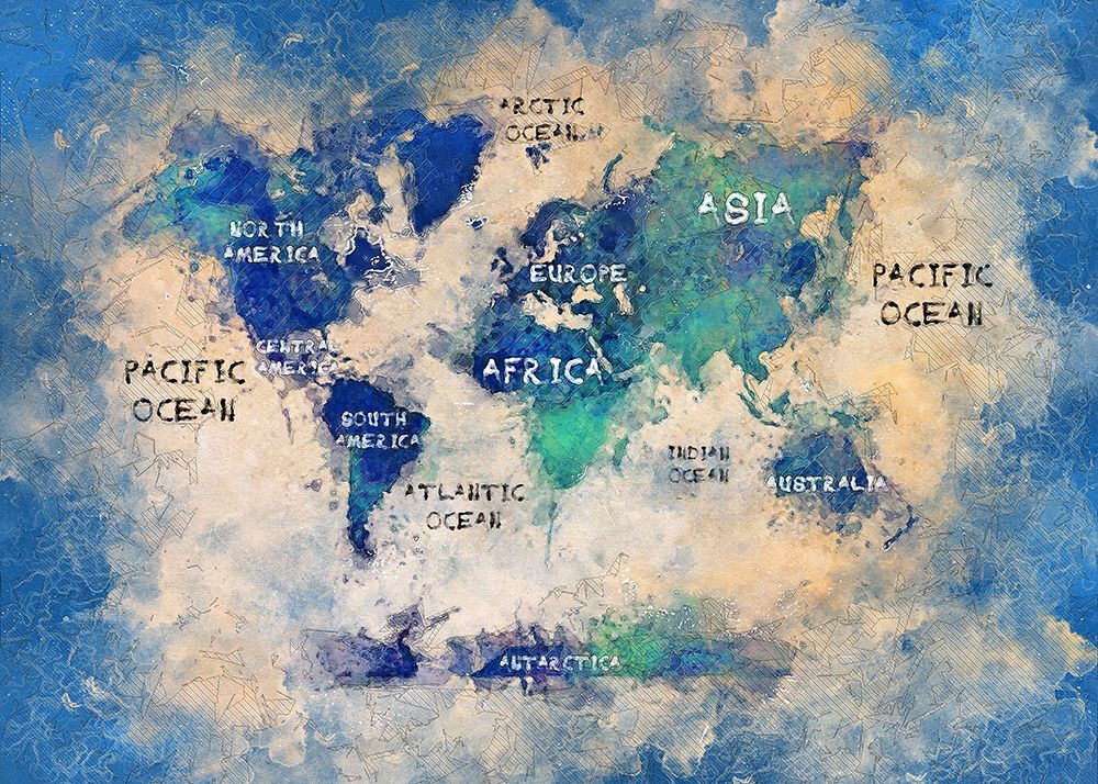 World Map 38 art print by Justyna Jaszke for $57.95 CAD