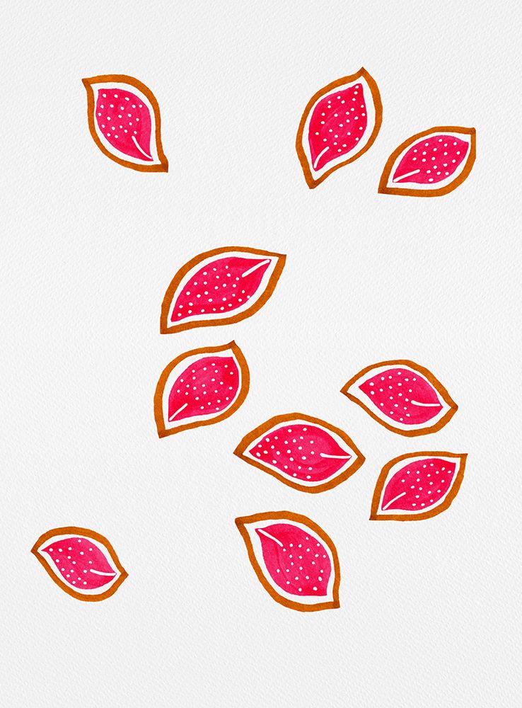 Coral Scattered Leaves Polka Dot 2 art print by Michele Channell for $57.95 CAD