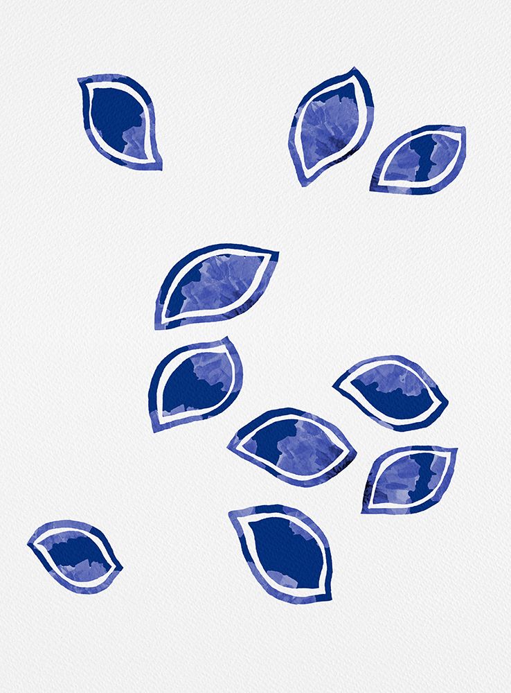 Navy Abstract Scattered Leaves Silhouette art print by Michele Channell for $57.95 CAD