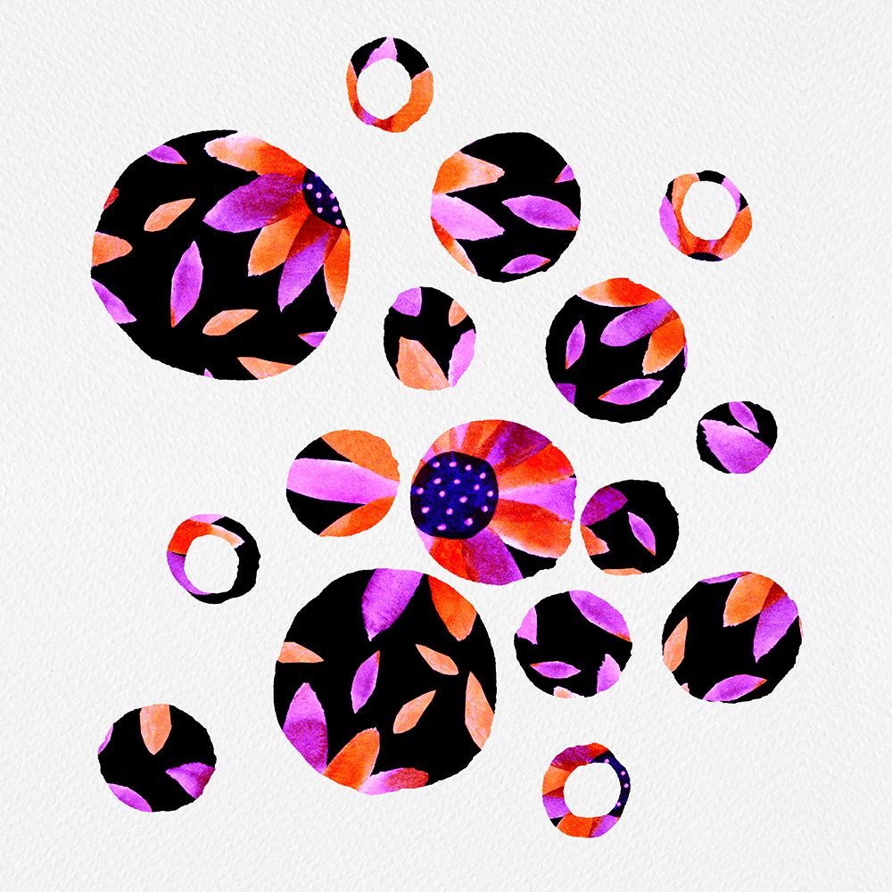 Lavender Black Floral Circles Silhouette art print by Michele Channell for $57.95 CAD