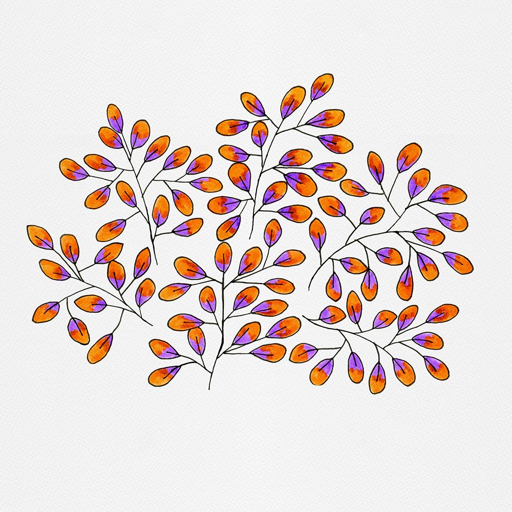 Leaf Sprig Lavender Orange art print by Michele Channell for $57.95 CAD
