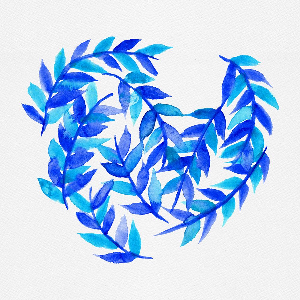 Leaves Curved Blue art print by Michele Channell for $57.95 CAD