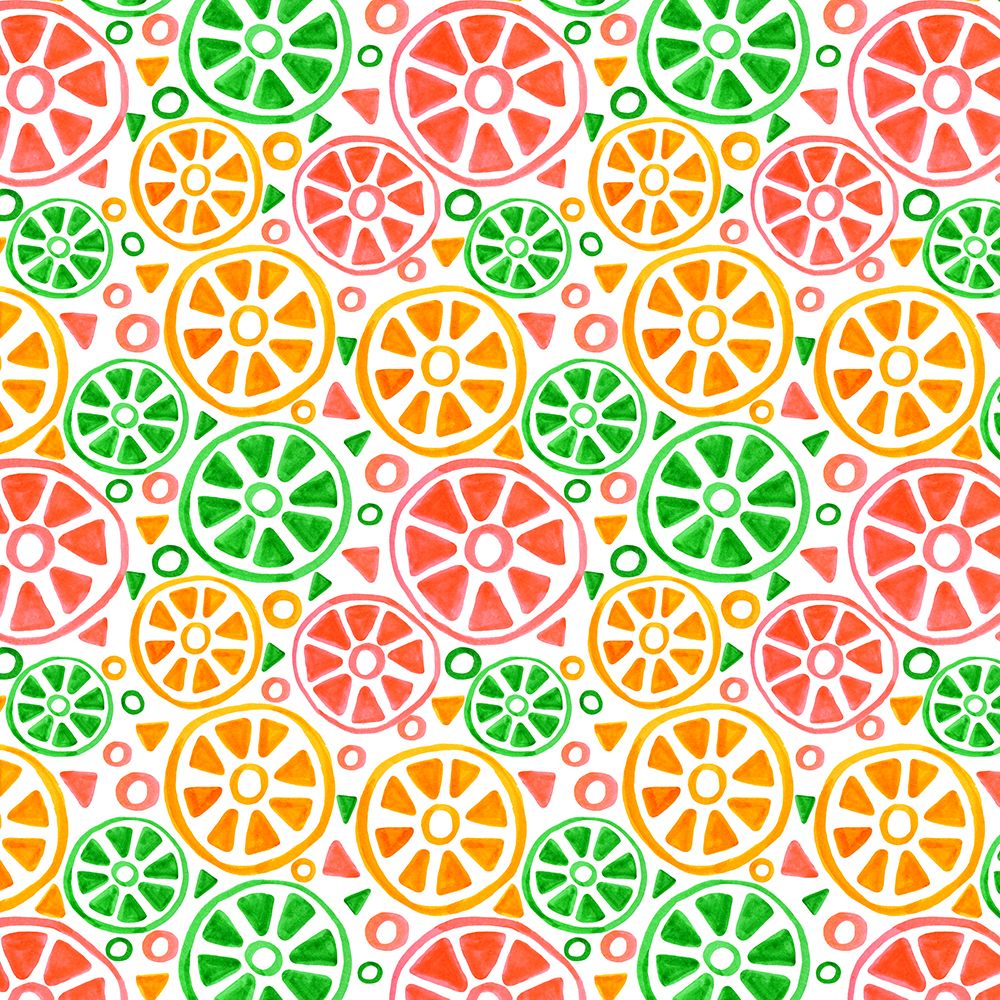 Fruit Slices Yellow Green Orange Geometric art print by Michele Channell for $57.95 CAD
