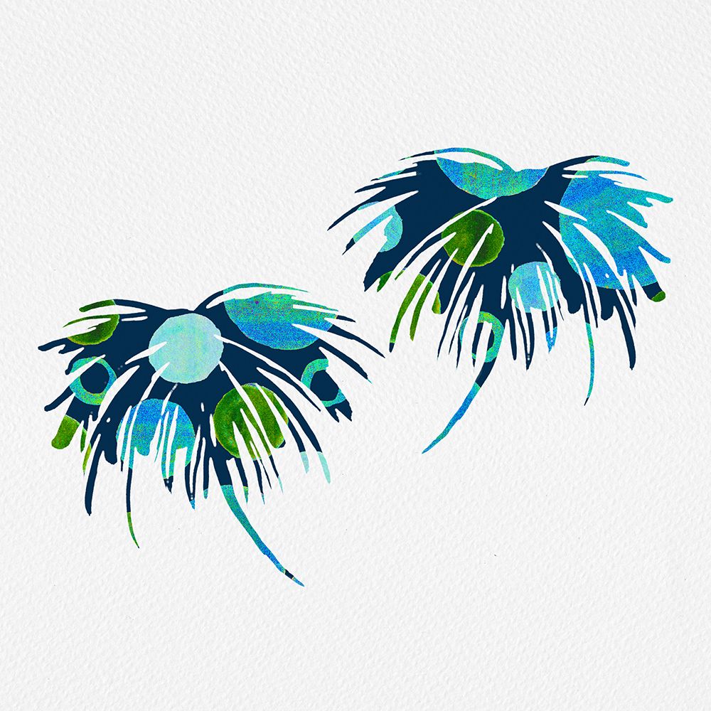 Tropical Palm Tree Blue Circle Abstract art print by Michele Channell for $57.95 CAD