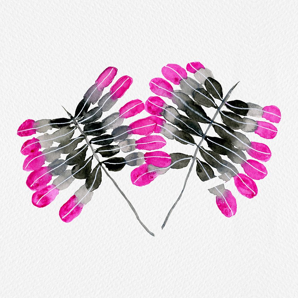 Tropical Palm Leaf Pink Gray Botanical art print by Michele Channell for $57.95 CAD