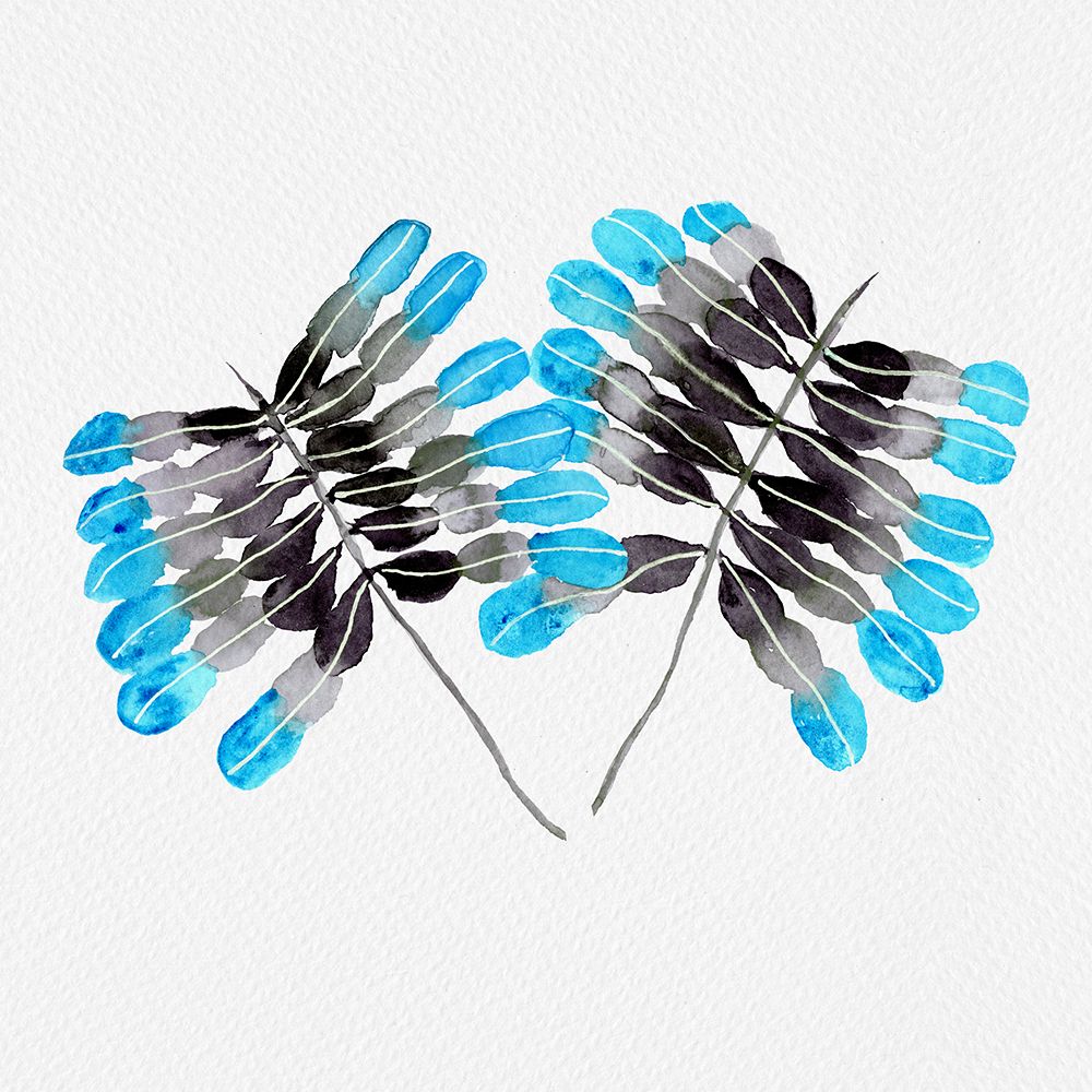 Palm Leaf Tropical Blue Gray Botanical art print by Michele Channell for $57.95 CAD