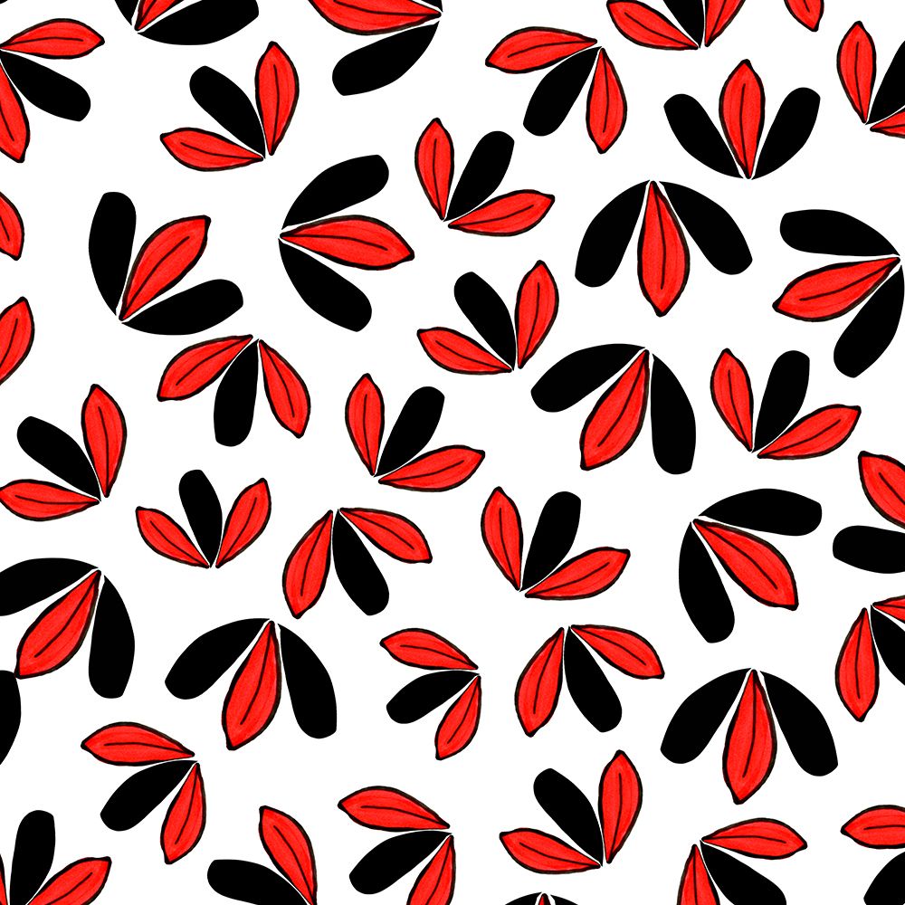 3 Leaf Flowers Red Black art print by Michele Channell for $57.95 CAD