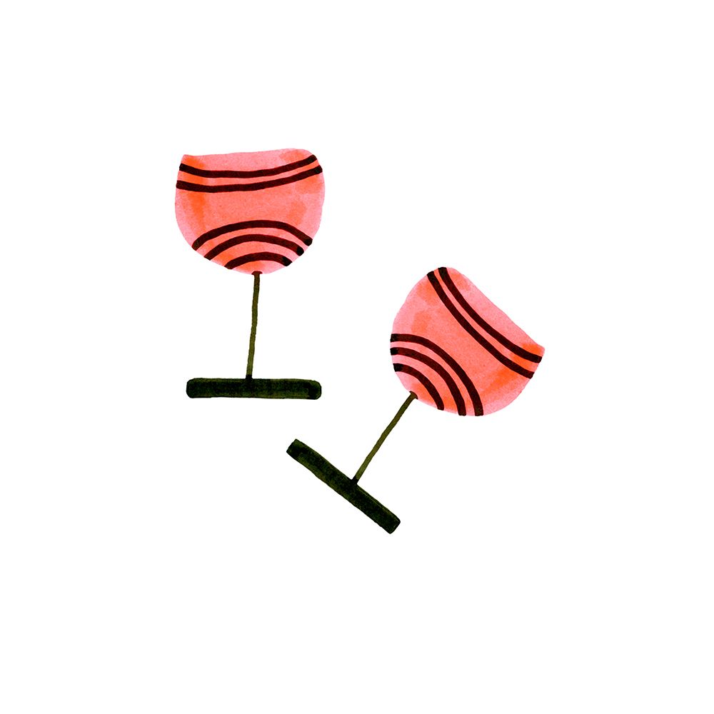 Wine Glasses Pair Coral art print by Michele Channell for $57.95 CAD